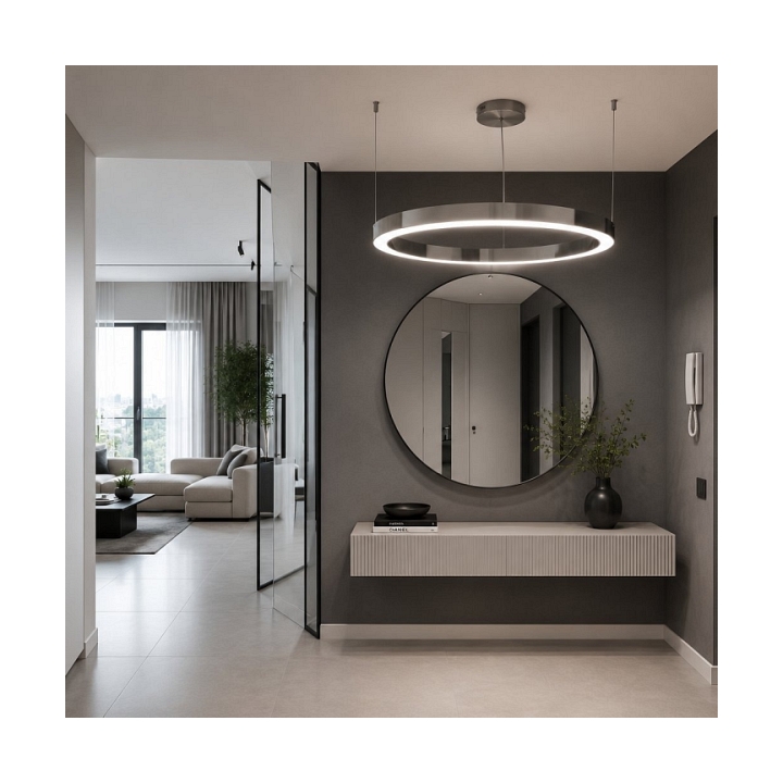 Lampa wisząca CIRCLE 80 cm - LED, ring nikiel szczotkowany - Step Into Design