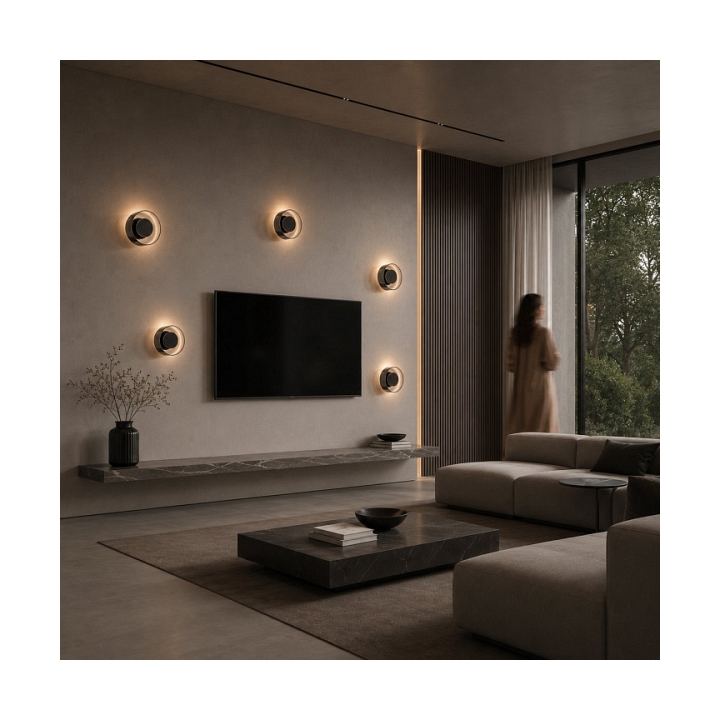 Lampa ścienna DONUT 18 cm - LED, szkło, szaro-czarna - Step Into Design