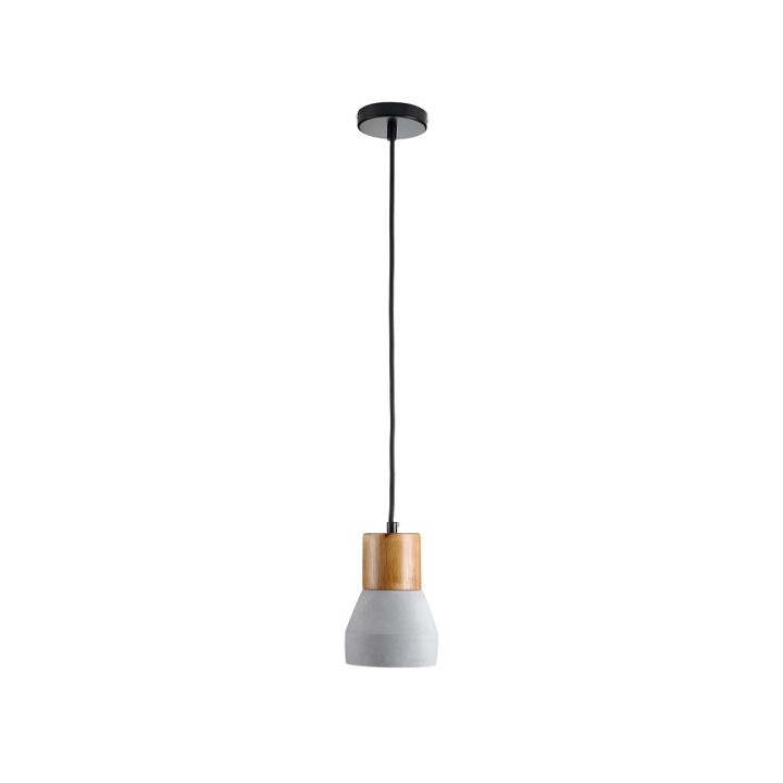 Lampa wisząca CONCRETE 12 cm- szary beton, drewno - Step Into Design