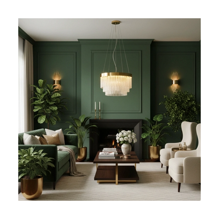 Lampa wisząca GLORIA 60 cm - żyrandol LED, kryształowo-złoty - Step Into Design