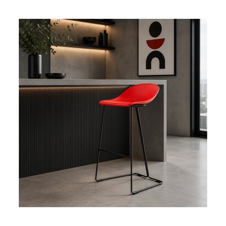 Hoker CARO BAR czarne nogi i czerwone siedzisko 75 cm - Step Into Design