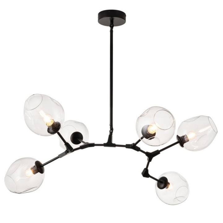 Lampa wisząca MODERN ORCHID-6 transparentno czarna 130 cm Step Into Design