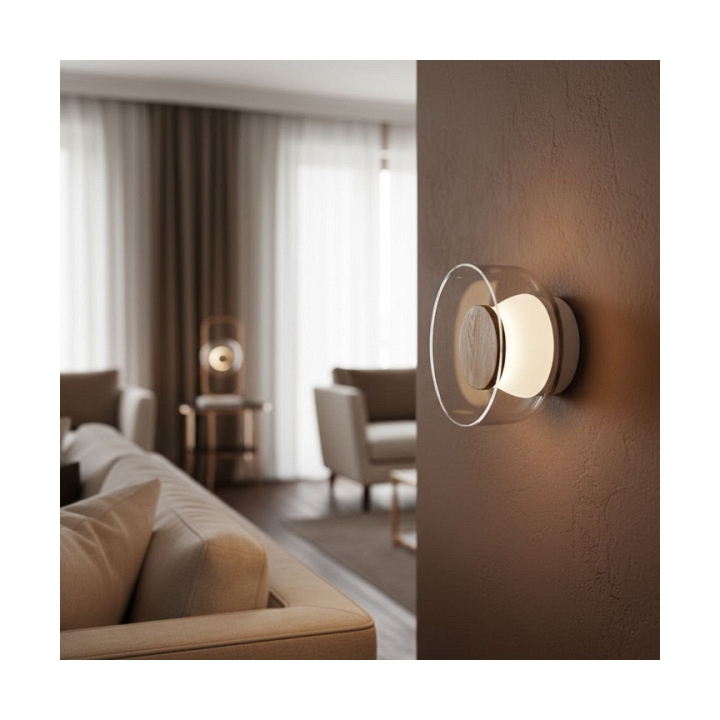 Lampa ścienna DONUT 18 – LED, szkło transparentne, brąz orzechowy - Step Into Design