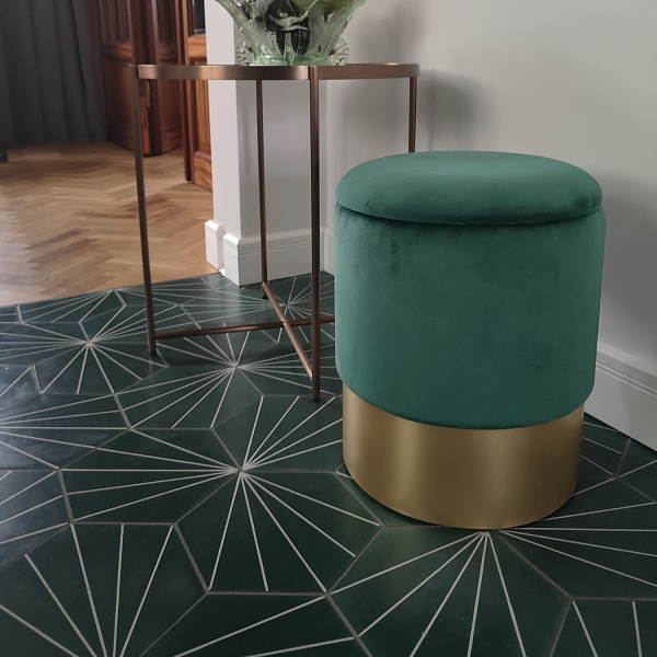 Pufa welurowa VELVET ciemna zieleń / rozm. L Step Into Design