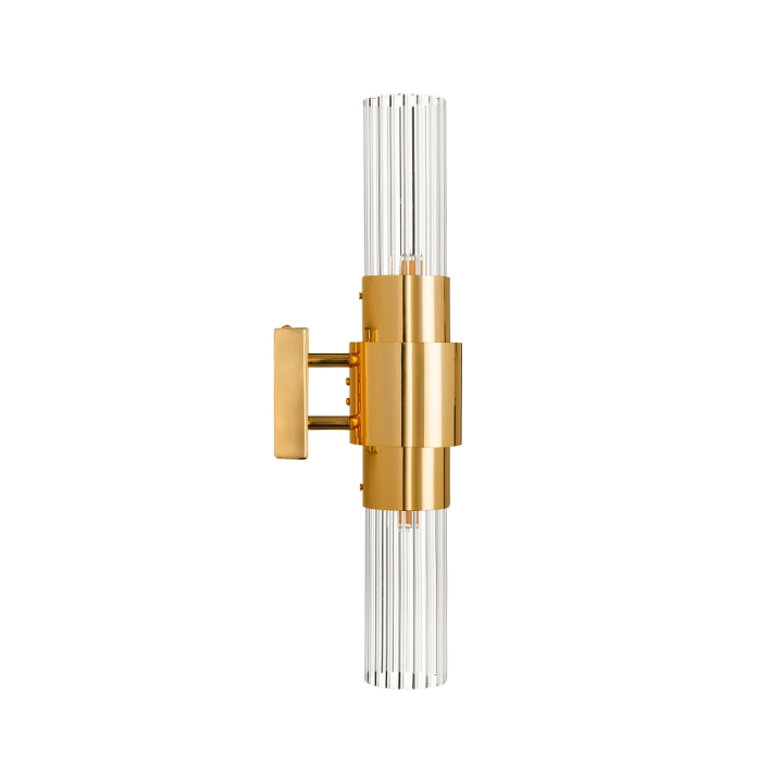 Lampa ścienna GLOW 46 cm - kinkiet złoty, szkło ryflowane - Step Into Design
