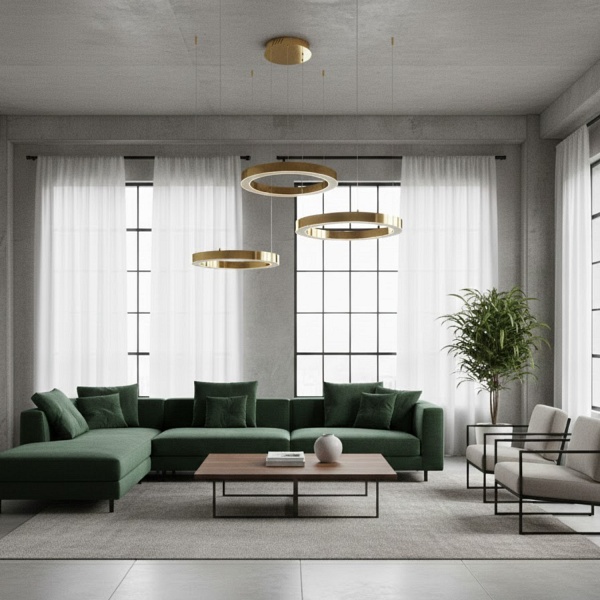 Lampa wisząca CIRCLE 60+80+100 - LED, ring złoty połysk na 1 podsufitce Step Into Design