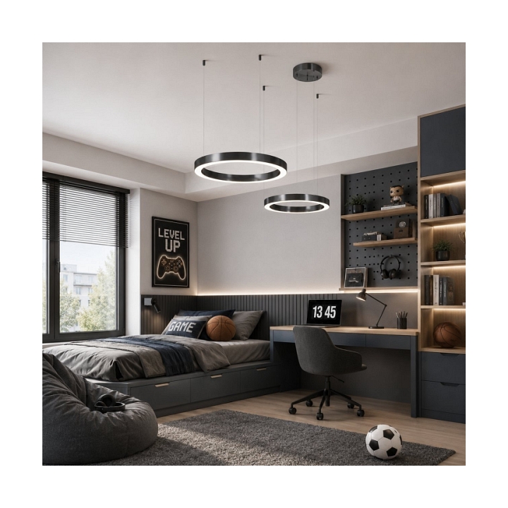Lampa wisząca CIRCLE 40+60 - LED, ring tytanowy na 1 podsufitce - Step Into Design