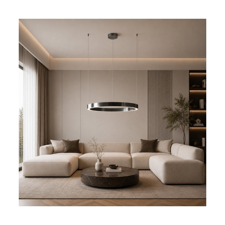 Lampa wisząca CIRCLE 80 cm - LED, ring tytanowy - Step Into Design