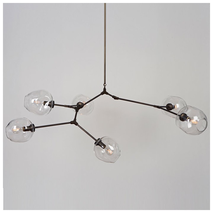 Lampa wisząca MODERN ORCHID-6 transparentno czarna 130 cm Step Into Design