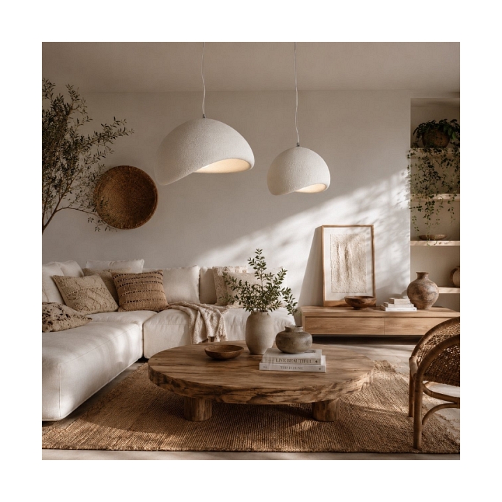Lampa wisząca STONE 60 cm - biała - Step Into Design