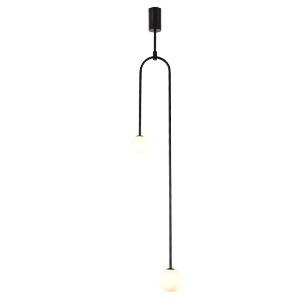 Lampa wisząca LOOP czarna 123 cm z białymi kloszami - nowoczesna do salonu Step Into Design