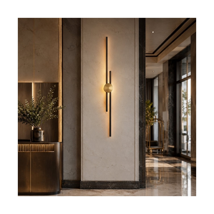 Lampa ścienna CENTRO 122 cm - LED, czarno mosiężny - Step Into Design