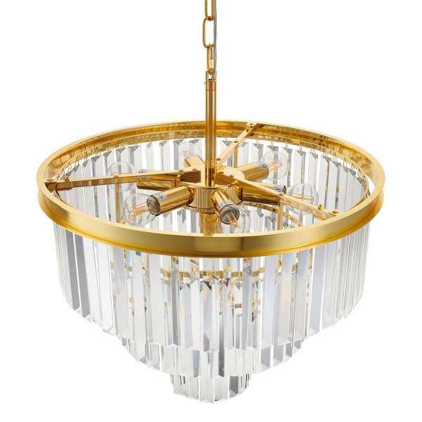 Lampa wisząca SPLENDORE 50 cm - żyrandol złoto-kryształowy Step Into Design