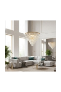 Lampa wisząca SPLENDORE 100 cm - żyrandol złoto-kryształowy - Step Into Design