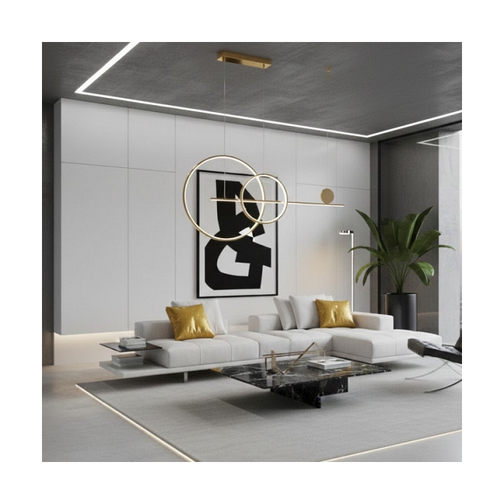 Lampa wisząca NEW AGE LED 120 cm - oprawa sufitowa złota - Step Into Design