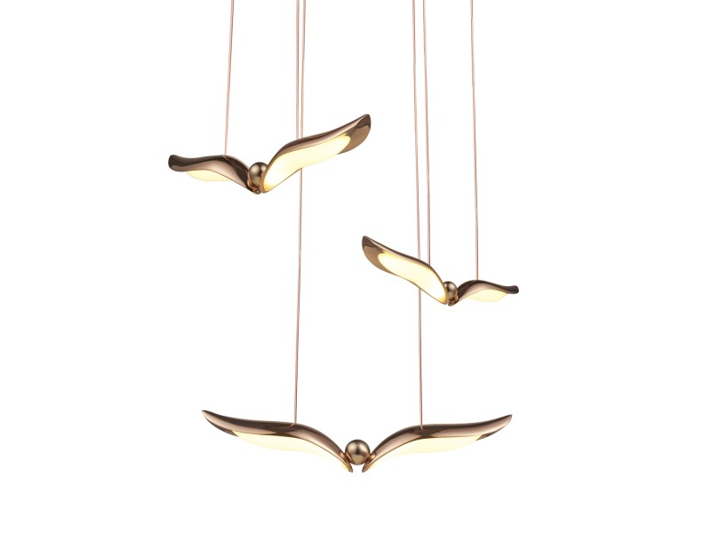 Lampa wisząca GUFO 3 LED różowe złoto 36 cm Step Into Design