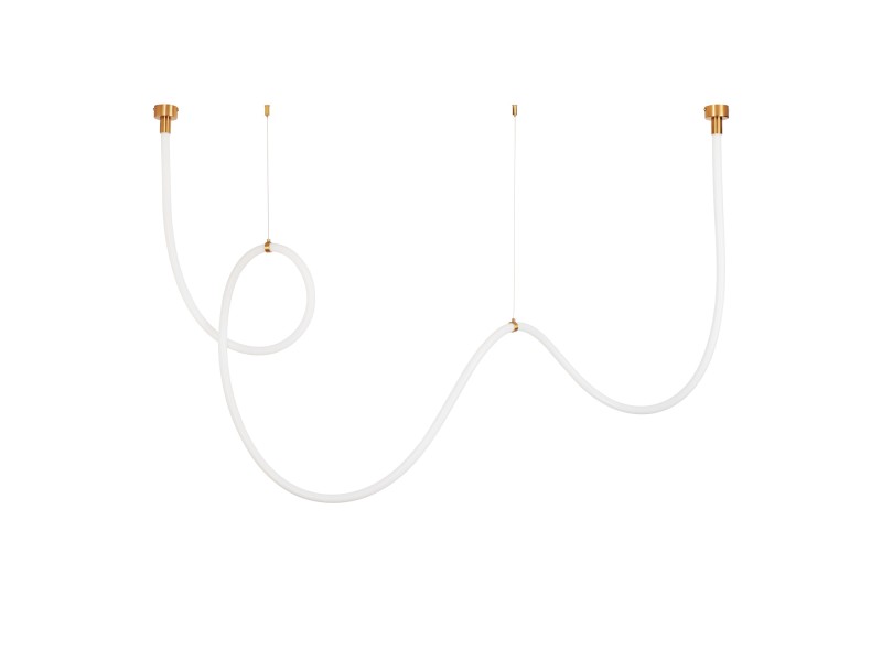 Lampa wisząca SNAKE LED 400 cm - elastyczny przewód LED, 3000K, złote uchwyty Step Into Design