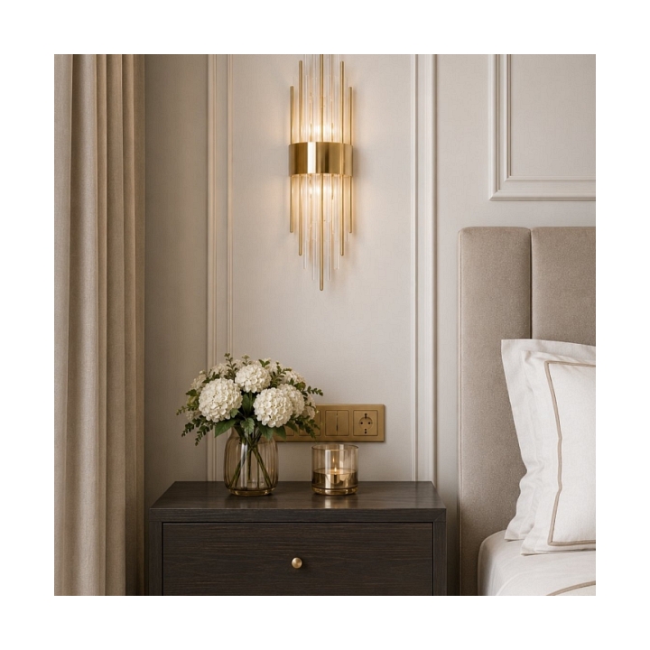 Lampa ścienna DRACO, 60 cm - kryształowo - złota, styl glamour - Step Into Design