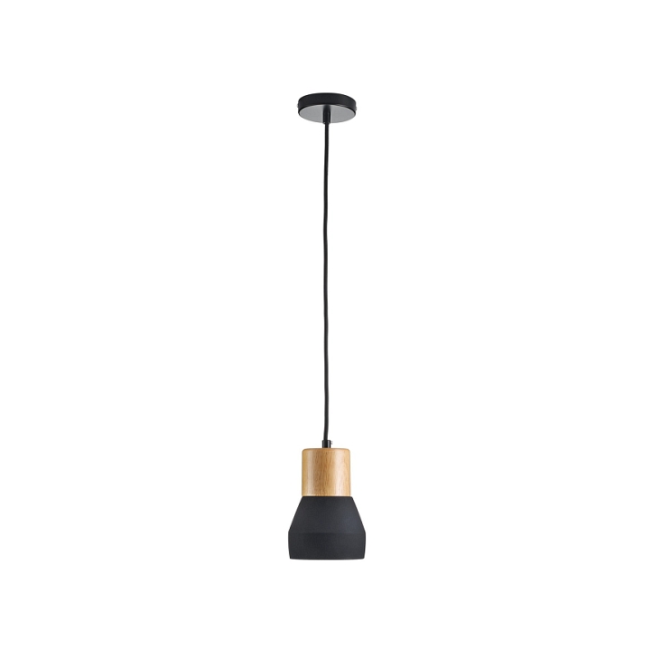 Lampa wisząca CONCRETE 12 cm- czarny beton, drewno - Step Into Design