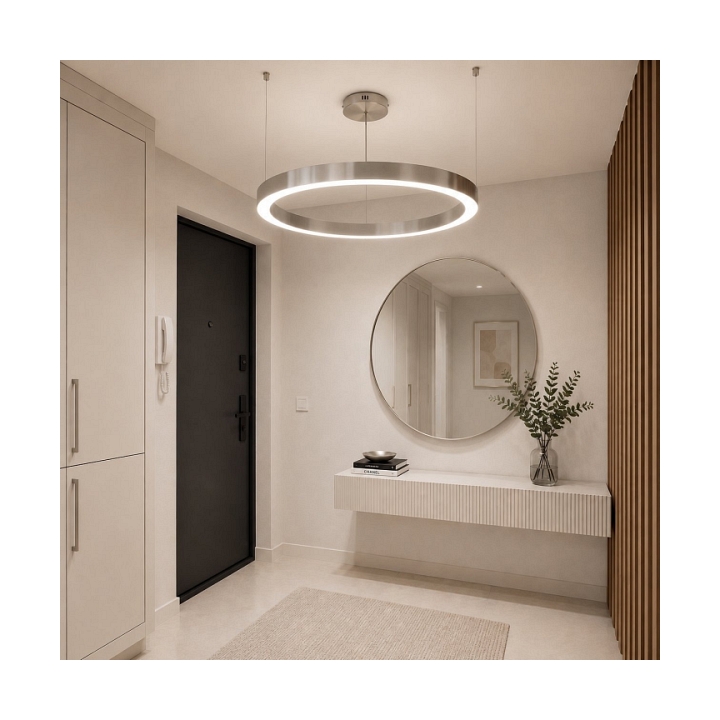 Lampa wisząca CIRCLE 80 cm - LED, ring nikiel szczotkowany - Step Into Design