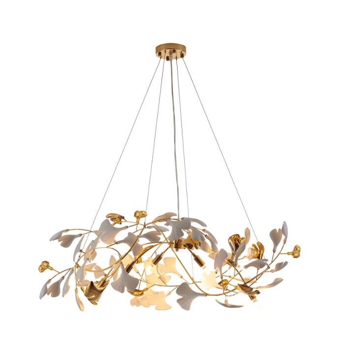 Lampa wisząca BOTANIKA GOLD 100 cm - złota, G9, regulowana, designerska - Step Into Design