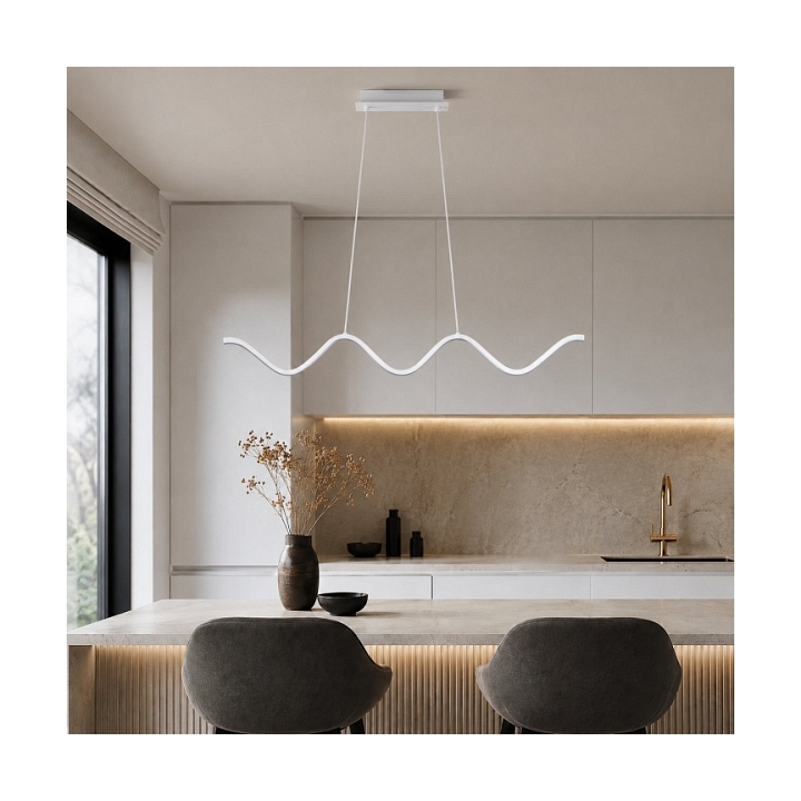 Lampa wisząca ZIGZAG 90 cm - LED, biała, falista listwa - Step Into Design