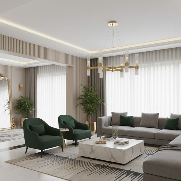 Lampa wisząca CANDELA-6 - 6-ramienna oprawa sufitowa złota 70 cm Step Into Design