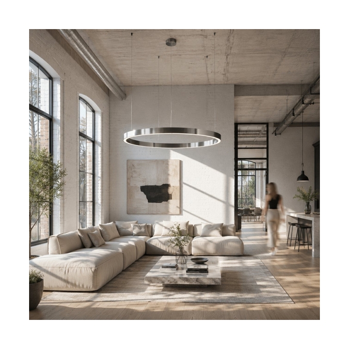 Lampa wisząca CIRCLE 120 LED nikiel szczotkowany 120 cm - Step Into Design