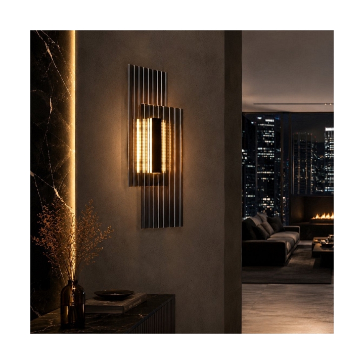 Lampa ścienna NOIR LED, kinkiet czarny ryflowany dwustronny - Step Into Design