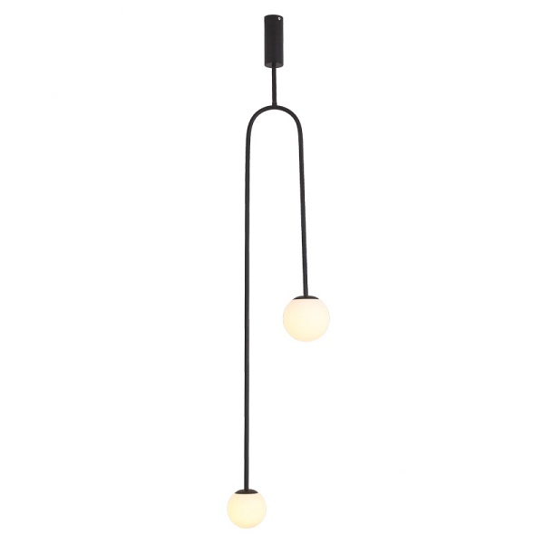 Lampa wisząca LOOP czarna 123 cm z białymi kloszami - nowoczesna do salonu Step Into Design
