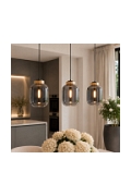 Lampa wisząca BOOM 25 cm - LED, klosz szary- metalizowany, wykonczenie złote - Step Into Design