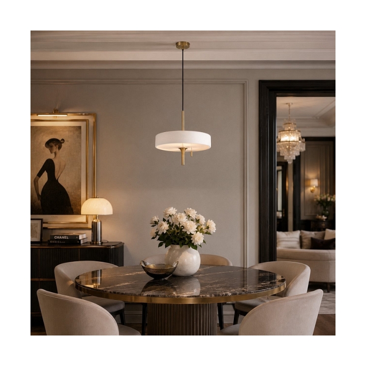 Lampa wisząca ARTDECO 35 cm biało złota - Step Into Design