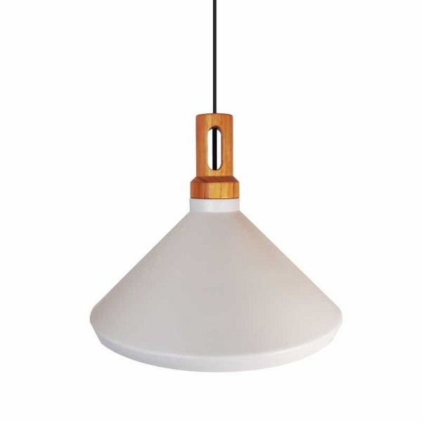 Lampa wisząca NORDIC WOODY biało-drewniana 35 cm Step Into Design