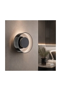 Lampa ścienna DONUT 18 cm - LED, szkło, szaro-czarna - Step Into Design