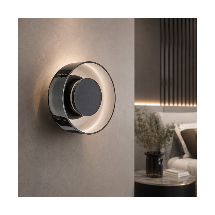 Lampa ścienna DONUT 18 cm - LED, szkło, szaro-czarna - Step Into Design
