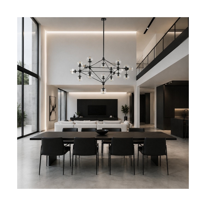 Lampa wisząca ASTRIFERO-15, 110cm - transparentno czarna - Step Into Design
