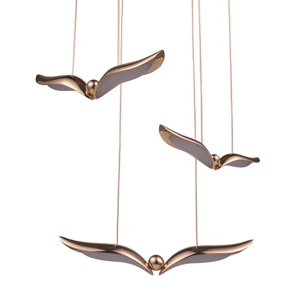 Lampa wisząca GUFO 3 LED różowe złoto 36 cm Step Into Design