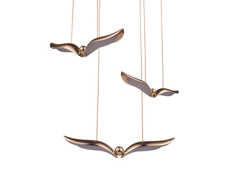 Lampa wisząca GUFO 3 LED różowe złoto 36 cm Step Into Design