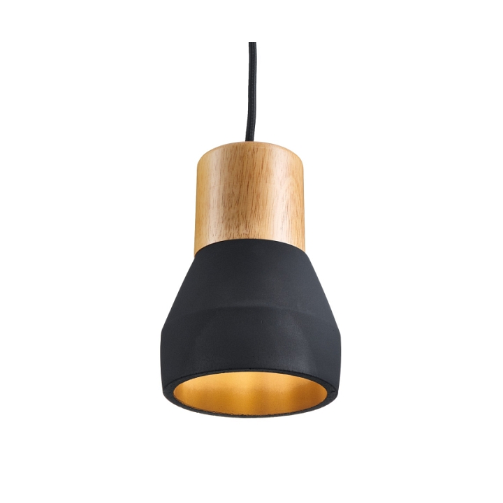 Lampa wisząca CONCRETE 12 cm- czarny beton, drewno - Step Into Design