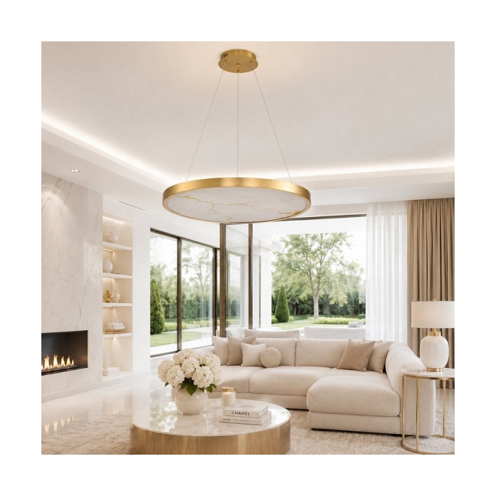 Lampa wisząca ALCHEMY 60 cm - LED, złoty alabaster - Step Into Design
