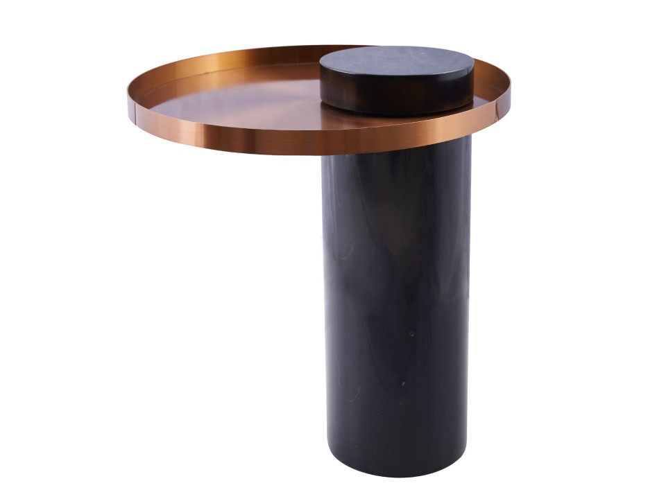 Stolik kawowy COLUMN marmurowy czarno miedziany 55 cm Step Into Design
