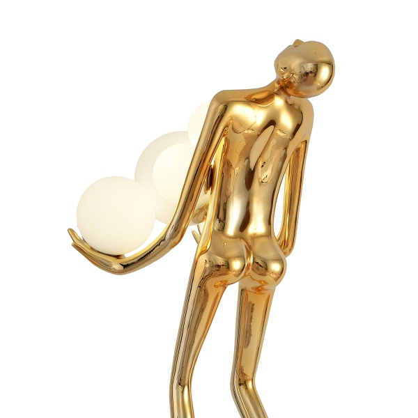 Lampa podłogowa WOMAN 180 cm – złota figura kobiety z białymi kloszami Step Into Design