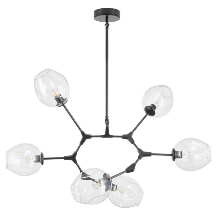 Lampa wisząca MODERN ORCHID-6 transparentno czarna 130 cm Step Into Design