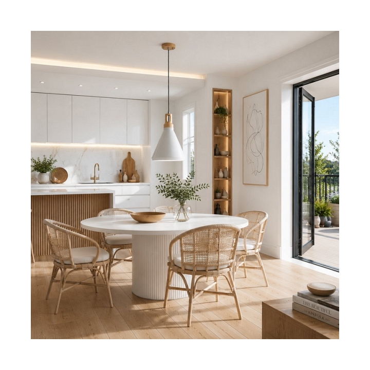 Lampa wisząca NORDIC WOODY biało drewniana 25 cm - Step Into Design