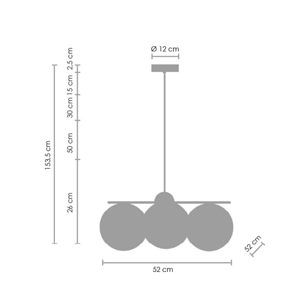 Lampa wisząca VENUS-3 przydymiona 60 cm Step Into Design