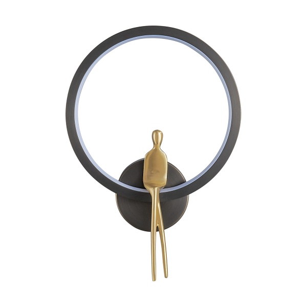 Lampa ścienna AMICI RING 27 cm LED złoto czarna, mosiądz Step Into Design