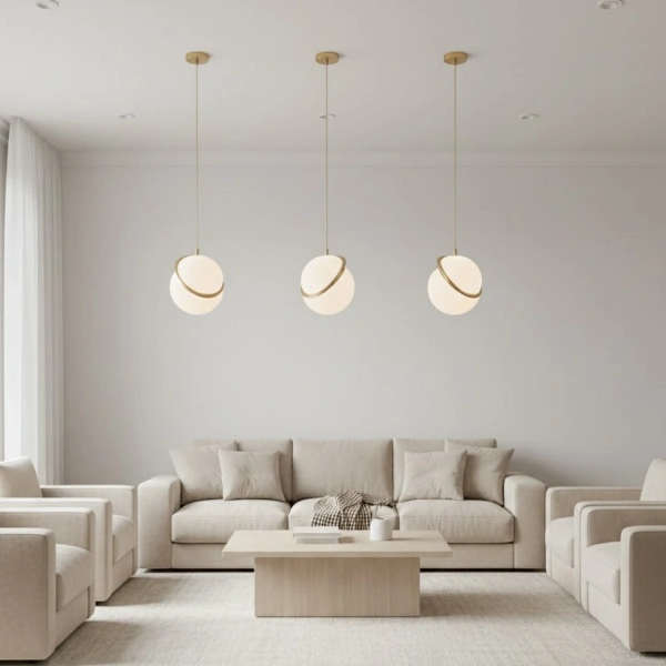 Lampa wisząca ORBITA biało-złota, akryl, 20 cm Step Into Design