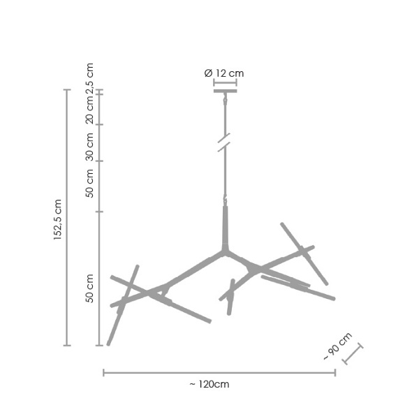 Lampa wisząca STICKS-10 złota Step Into Design