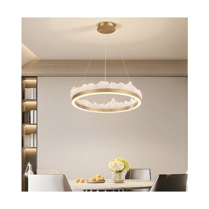 Lampa wisząca MONTANA 60 cm - LED, złoty kryształowy ring - Step Into Design