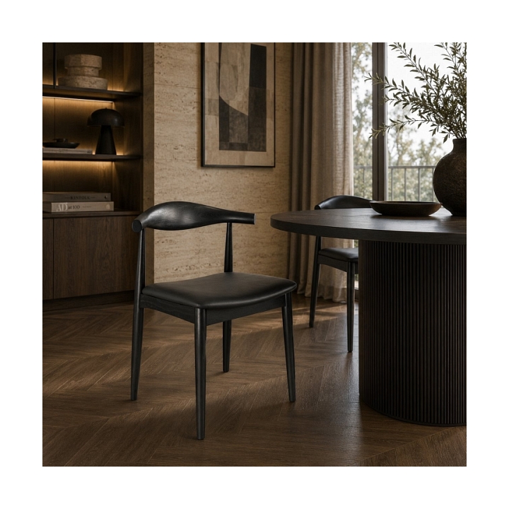 Krzesło CLASSY jesionowe w kolorze czarnym z poduszką ze skóry eko - Step Into Design